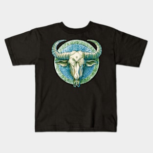 Buffalo skull mandala Kids T-Shirt